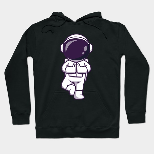 Cute Astronaut Meditating Yoga Cartoon Hoodie by Catalyst Labs